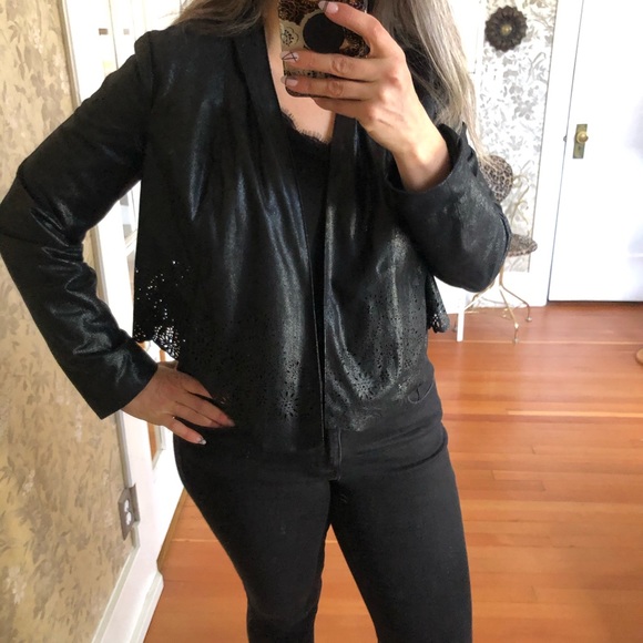 INC Light Faux Leather Jacket Cutout Sz L - Picture 2 of 7